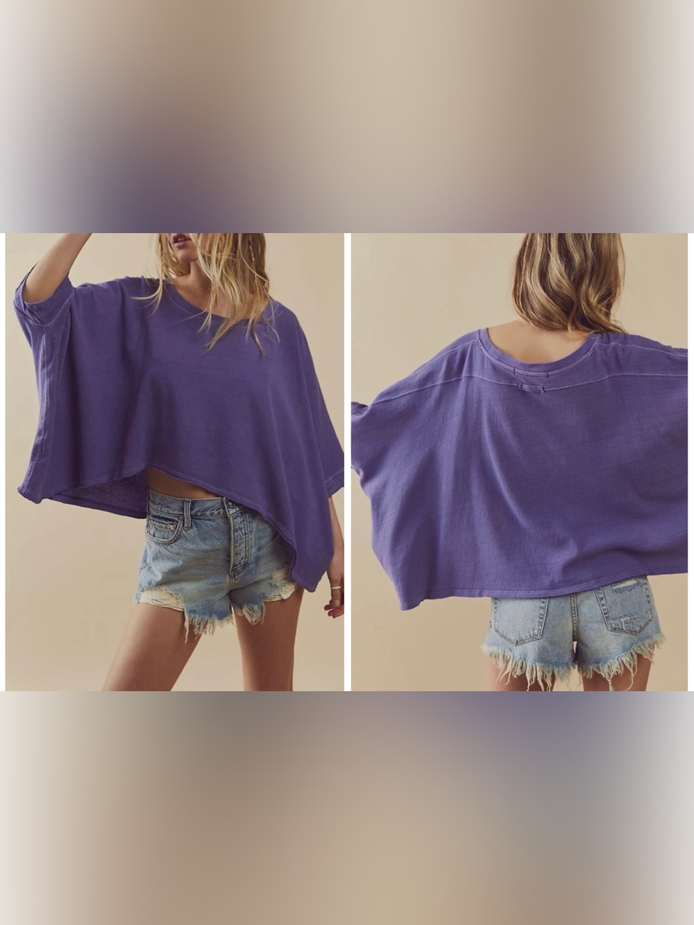 NWOT Free People We The Free CC Tee - purple / ocean blue - small